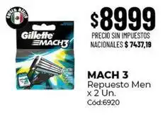 Diarco Gillette - mach 3 repuesto men x 2 un. cód:6920 oferta