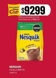 Diarco Nesquik - cacao x 800 gr. cód:8116 oferta