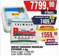 Maxiconsumo Marolio - queso cremoso marolio/puyehue x kg. cod: 5890-42056 oferta