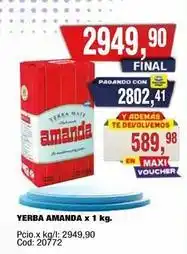 Maxiconsumo Amanda - yerba amanda x 1 kg oferta