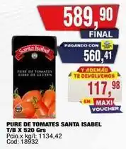 Maxiconsumo Santa isabel - pure de tomates t/b x 520 grs oferta