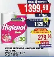 Maxiconsumo Higienol - papel higienico fresh oferta