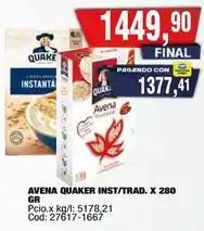 Maxiconsumo Quaker - avena quaker inst/trad. x 280 gr oferta