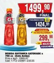 Maxiconsumo Gatorade - bebida isotonica gatorade x 750 cc (solo amba) oferta
