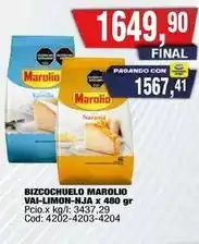 Maxiconsumo Marolio - bizcochuelo vai-limon-nja x 480 gr cod: 4202-4203-4204 oferta