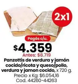 Coto Panzottis de verdura y jamón cocido/ricota y queso/pollo, verdura y jamon cocido, x 720 g oferta