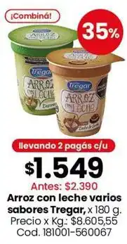 Coto Tregar - arroz con leche varios sabores oferta