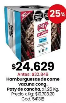 Coto Paty - hamburguesas de carne vacuna cong oferta