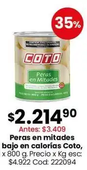 Coto - peras en mitades bajo en calorías
