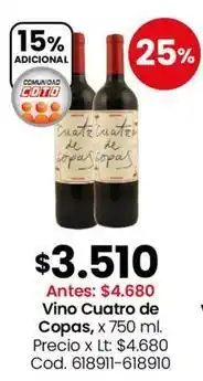 Coto Coto - vino cuatro de copas, x 750 ml. cod. 618911-618910 oferta