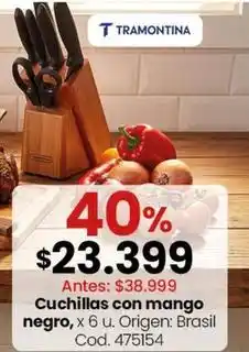 Coto Tramontina - cuchillas con mango negro, x 6 u. cod. 475154 oferta