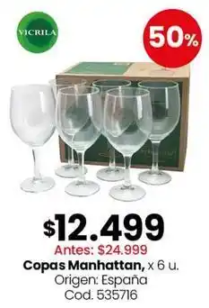 Coto Origen - copas manhattan, x 6 u oferta