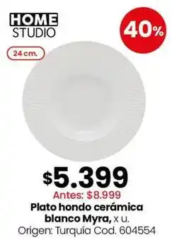 Coto Origen - plato hondo cerámica blanco myra, x u. cod. 604554 oferta