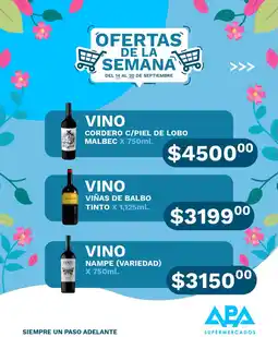 APA Supermercados Cordero c/piel de lobo vino malbec oferta