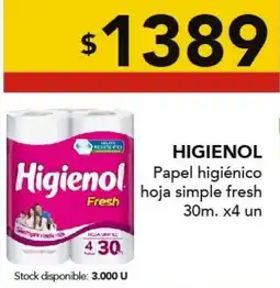 Nini Mayorista Higienol papel higiénico hoja simple fresh oferta