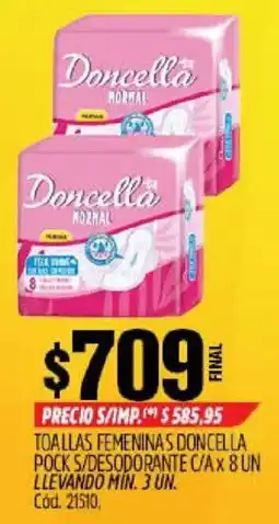 Supermercados Yaguar Doncella toallas femeninas oferta