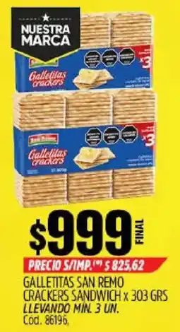 Supermercados Yaguar San remo galletitas sandwich oferta