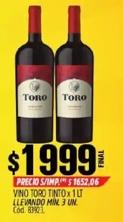 Supermercados Yaguar Toro vino tinto oferta