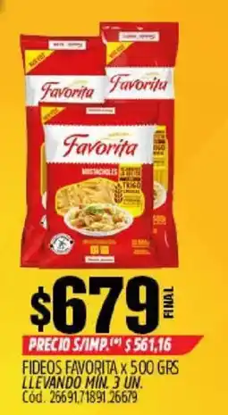 Supermercados Yaguar Favorita fideos oferta