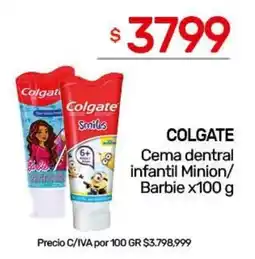 Nini Mayorista Colgate cema dental infantil minion/barbie oferta