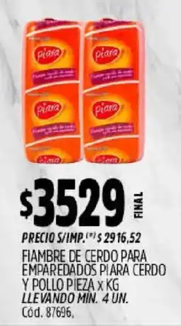 Supermercados Yaguar Piara fiambre de cerdo para emparedados piara cerdo y pollo oferta