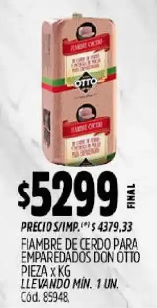 Supermercados Yaguar Don otto fiambre de cerdo para emparedados oferta