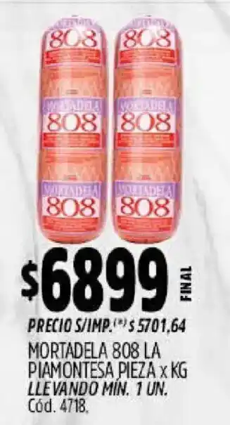 Supermercados Yaguar Mortadela 808 la piamontesa oferta