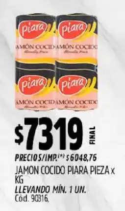 Supermercados Yaguar Piara jamon cocido oferta