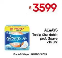 Nini Mayorista Always toalla xtra doble prot. suave oferta