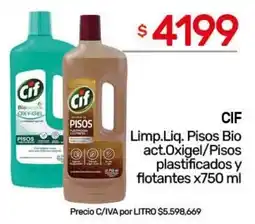 Nini Mayorista Cif limp.liq. pisos bio act.oxigel/pisos plastificados y flotantes oferta