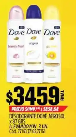Supermercados Yaguar Dove desodorante aero sol oferta
