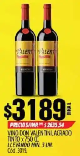 Supermercados Yaguar Valentín vino tinto oferta