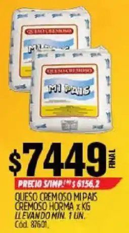 Supermercados Yaguar Mi pais queso cremoso oferta