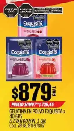 Supermercados Yaguar Exquisita gelatina en polvo oferta