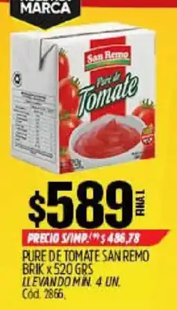 Supermercados Yaguar San remo pure de tomate oferta