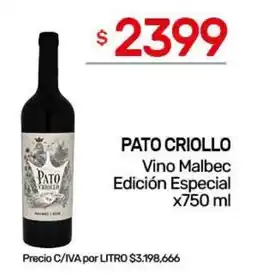 Nini Mayorista Pato criollo vino malbec edición especial oferta