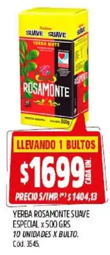 Supermercados Yaguar Rosamonte yerba mate suave especial oferta