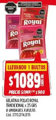 Supermercados Yaguar Royal gelatina polvo tradicional oferta