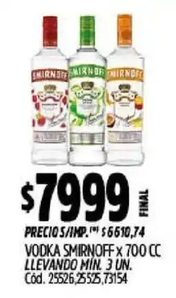 Supermercados Yaguar Smirnoff vodka x700cc oferta