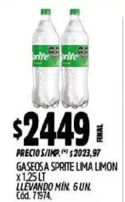 Supermercados Yaguar Sprite gaseosas a lima limon oferta