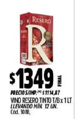 Supermercados Yaguar Resero vino tinto oferta