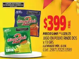 Supermercados Yaguar Rinde dos jugo en polvo oferta
