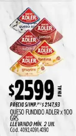 Supermercados Yaguar Adler queso az jamón salame fontina gruyère oferta