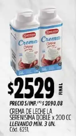 Supermercados Yaguar La serenisima crema de leche doble oferta