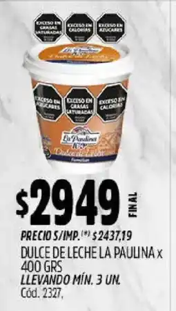 Supermercados Yaguar La paulina dulce de leche oferta