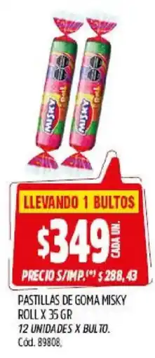 Supermercados Yaguar Misky pastillas de goma roll oferta