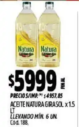 Supermercados Yaguar Natura aceite girasol oferta