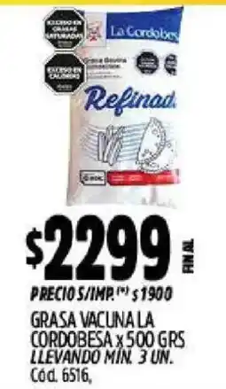 Supermercados Yaguar La cordobesa grasa vacuna refinada oferta