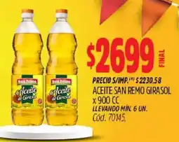 Supermercados Yaguar San remo aceite de girasol oferta