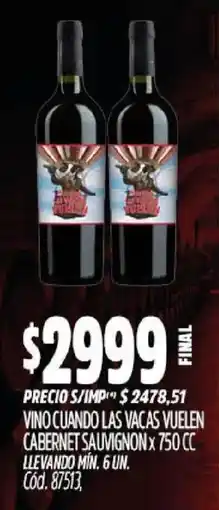 Supermercados Yaguar Vino cuando las vacas vuelen cabernet sauvignon oferta